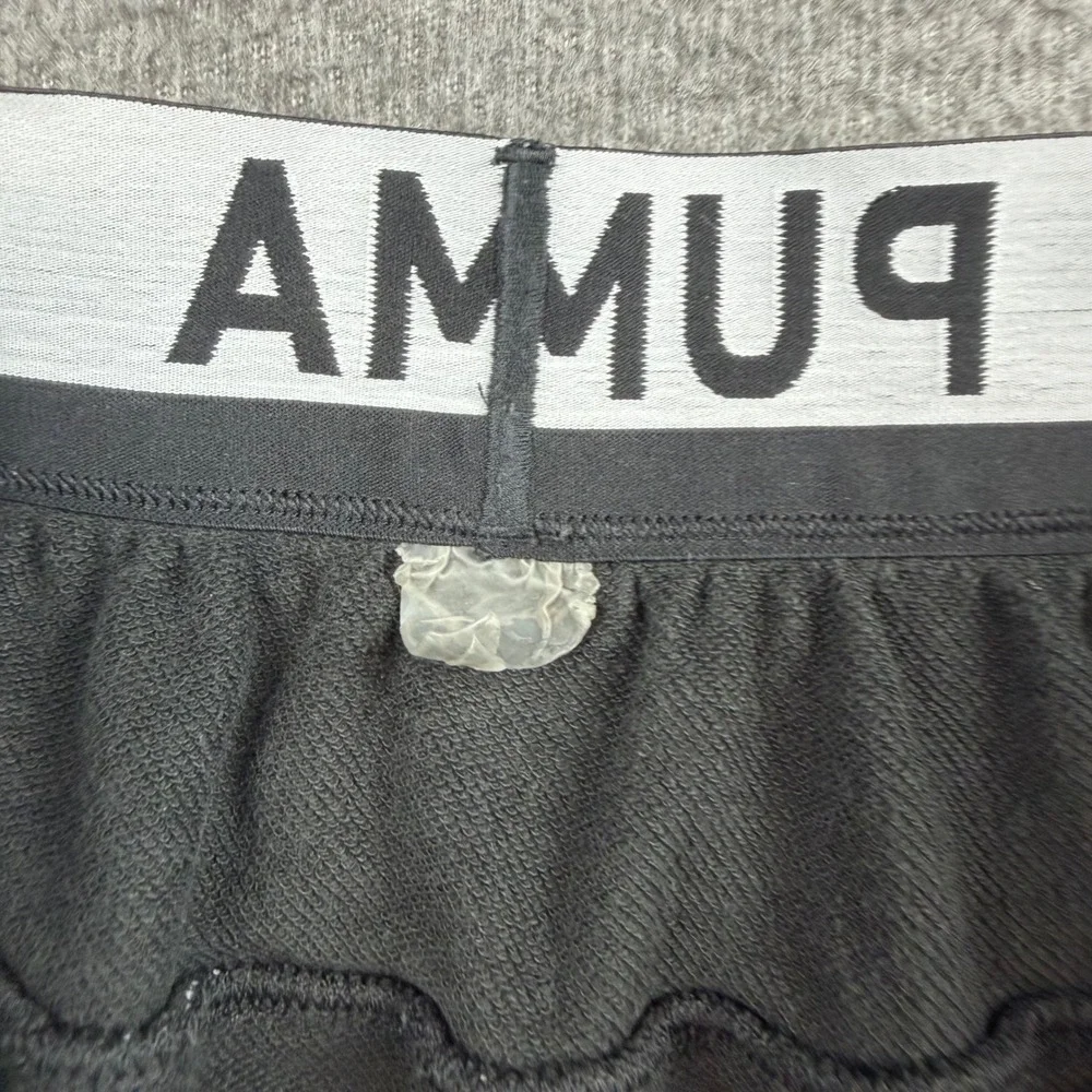 Puma Athletic Shorts Men's Small Black Fleece Logo Waistband Piping Gym Casual